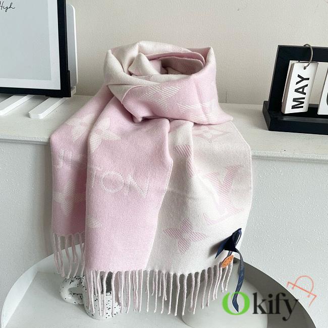 Okify Louis Vuitton Wool Light Pink Scarf 186x34cm - 1