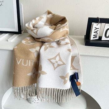 Okify Louis Vuitton Wool Light Beige Scarf 186x34cm