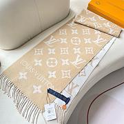 Okify Louis Vuitton Wool Light Beige Scarf 186x34cm - 5