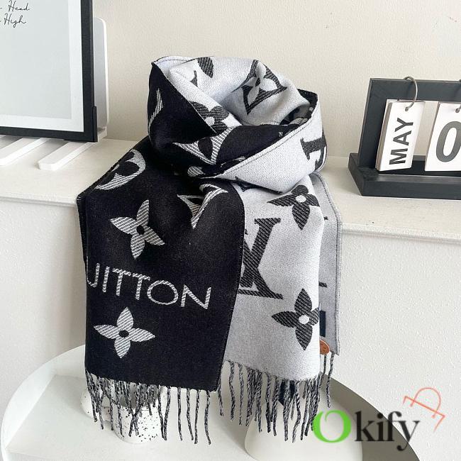 Okify Louis Vuitton Wool Black Scarf 186x34cm - 1