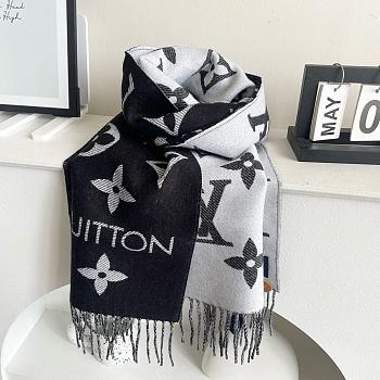 Okify Louis Vuitton Wool Black Scarf 186x34cm