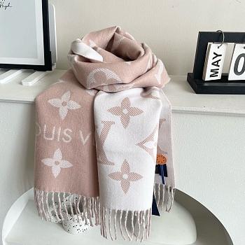 Okify Louis Vuitton Wool Baby Pink Scarf 186x34cm