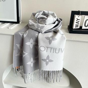 Okify Louis Vuitton Wool Gray Scarf 186x34cm