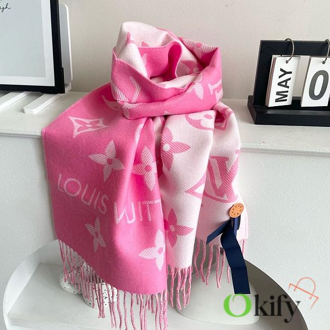 Okify Louis Vuitton Wool Pink Scarf 186x34cm - 1