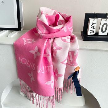 Okify Louis Vuitton Wool Pink Scarf 186x34cm