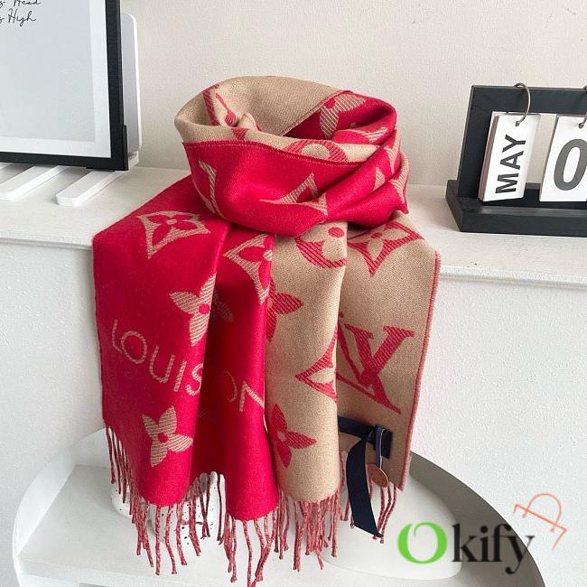Okify Louis Vuitton Wool Dark Pink Scarf 186x34cm - 1