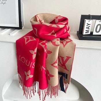 Okify Louis Vuitton Wool Dark Pink Scarf 186x34cm