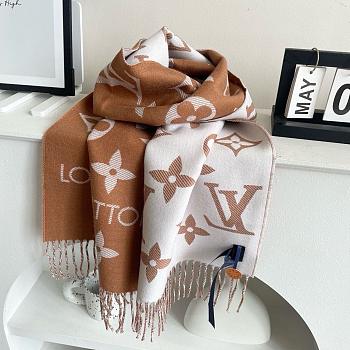 Okify Louis Vuitton Wool Brown Scarf 186x34cm