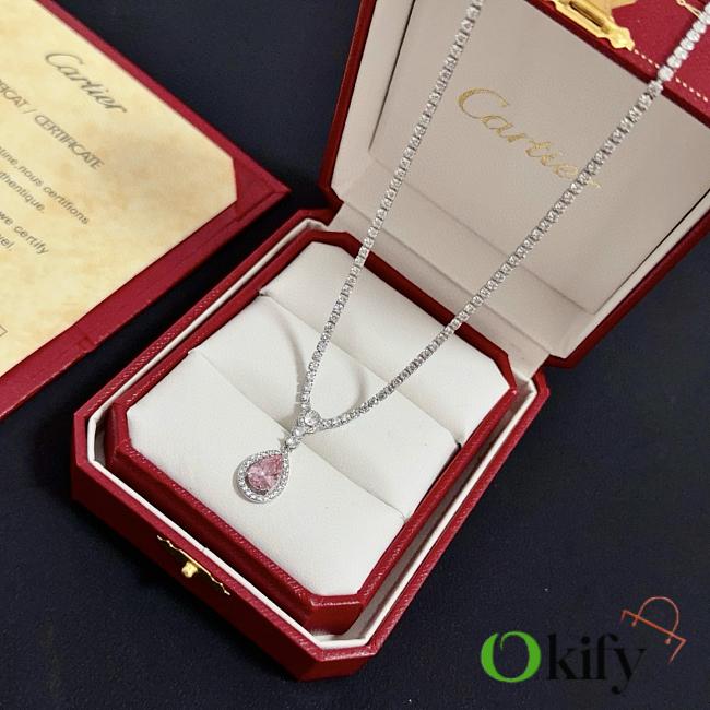Okify Cartier Pink Stone Silver Bracelet - 1