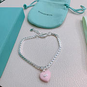 Okify Tiffany Silver Bracelet With 925 Pink Charm - 6