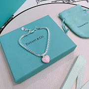Okify Tiffany Silver Bracelet With 925 Pink Charm - 3