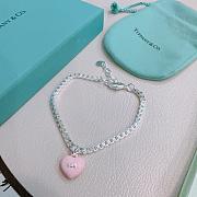 Okify Tiffany Silver Bracelet With 925 Pink Charm - 2
