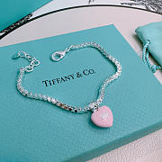 Okify Tiffany Silver Bracelet With 925 Pink Charm - 1