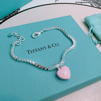 Okify Tiffany Silver Bracelet With 925 Pink Charm