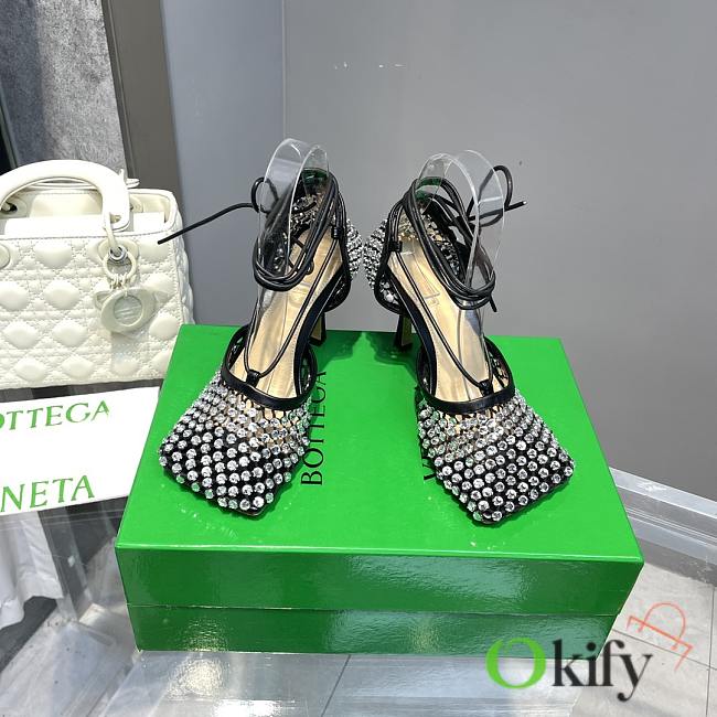 Okify Bottega Veneta Sparkle Crystal Heels In Black 9cm - 1