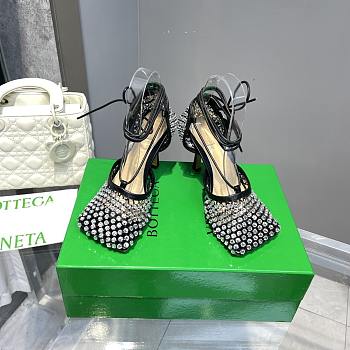 Okify Bottega Veneta Sparkle Crystal Heels In Black 9cm