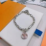 Okify Louis Vuitton Silver Bracelet With Pink Charm For Men - 2