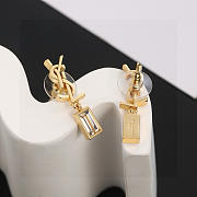 Okify YSL Gold/Silver Drop Earrings With Rectangular Crystal - 4
