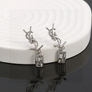 Okify YSL Gold/Silver Drop Earrings With Rectangular Crystal - 2
