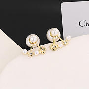 Okify Dior Front-Back Pearl Earrings With Flower Details - 5