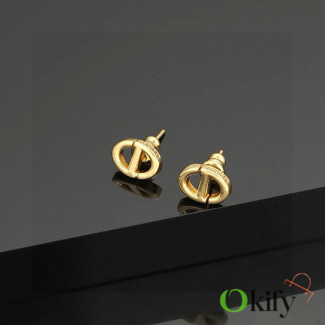 Okify Dior Gold Stud Earrings - 1