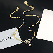 Okify Dior Set Of Gold Necklace And Bracelet With Bow Charm - 4