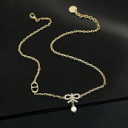 Okify Dior Gold Necklace With Bow Charm - 1