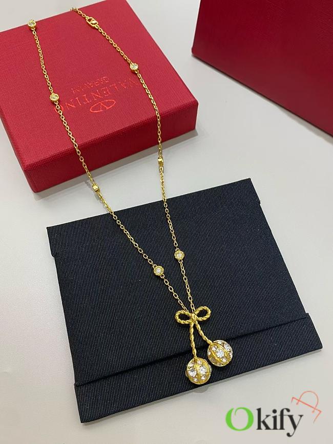 Okify Valentino Gold Cherry Necklace With Diamond - 1