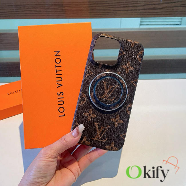 Okify Louis Vuitton Dark Brown Phone Case With Ring Holder - 1