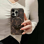 Okify Louis Vuitton Dark Brown Phone Case With Ring Holder - 2