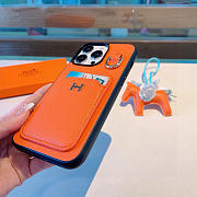 Okify Hermes Orange Phone Case With Card Holder And Horse Charm - 5