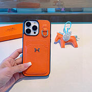 Okify Hermes Orange Phone Case With Card Holder And Horse Charm - 3