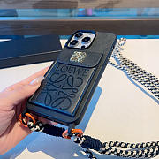 Okify Loewe Black Phone Case With Card Holder And Crossbody Strap - 4