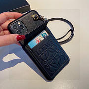 Okify Loewe Black Phone Case With Card Holder And Strap - 6