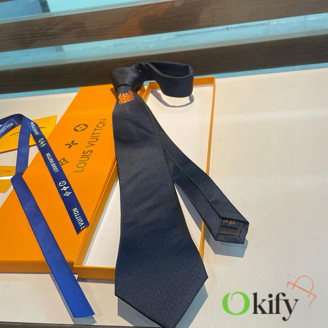 Okify Louis Vuitton Crab Dark Blue Tie - 1