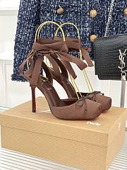 Okify Christian Louboutin Cassia Lace Up Heels In Dark Brown 10cm  - 1