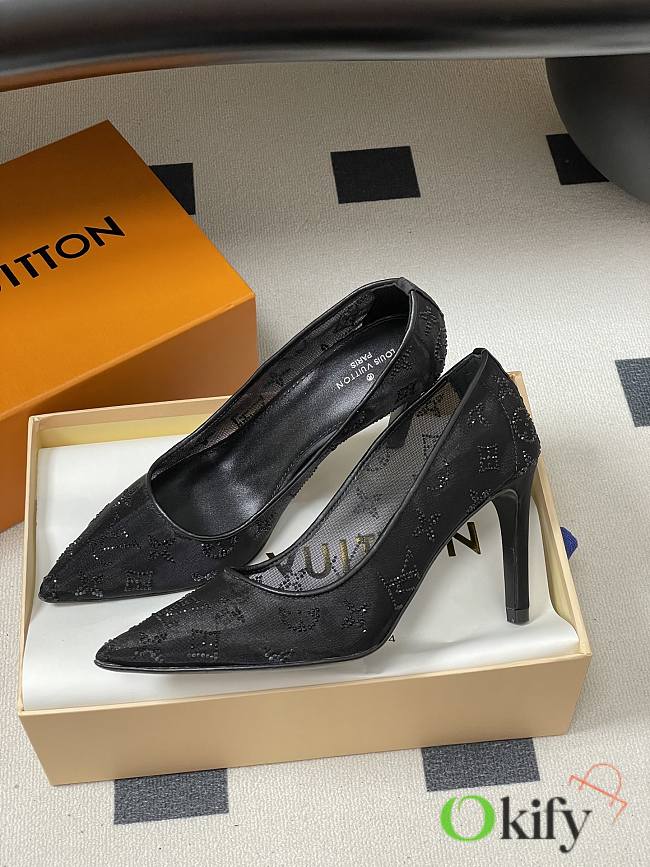 Okify Louis Vuitton Gala Black Heels 8cm 1AIDPM - 1