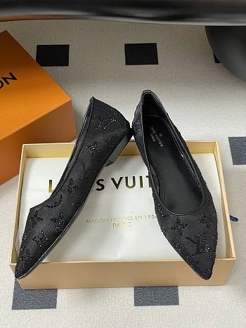 Okify Louis Vuitton Gala Black Flat Ballet Shoes 1AIDR9