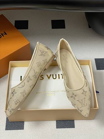 Okify Louis Vuitton Gala Beige Flat Ballet Shoes 1AIDQT