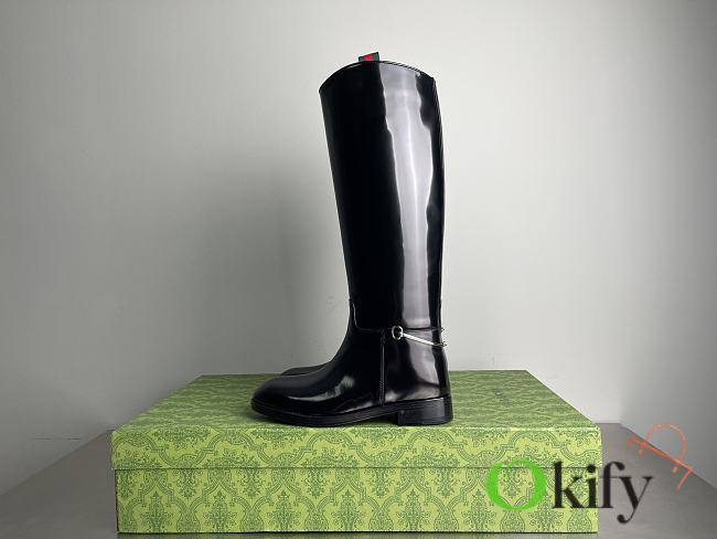 Okify Gucci Black Boots With Slim Horsebit  - 1