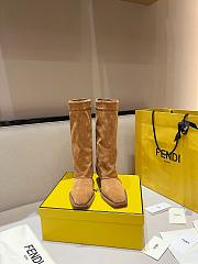 Okify Fendi Gold Brown Suede Boots 6cm - 4