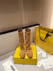 Okify Fendi Gold Brown Suede Boots 6cm - 6