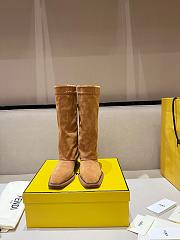Okify Fendi Gold Brown Suede Boots 6cm - 5