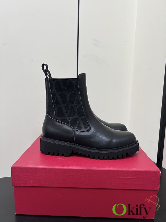 Okify Valentino Black Ankle Boots - 1