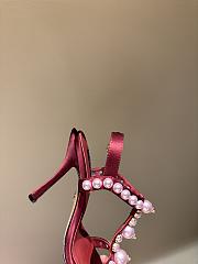 Okify Dolce & Gabbana Pink Bejeweled Satin Sandals With Pearl 10cm - 4