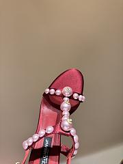 Okify Dolce & Gabbana Pink Bejeweled Satin Sandals With Pearl 10cm - 3