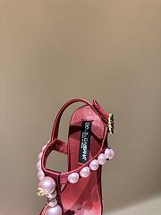 Okify Dolce & Gabbana Pink Bejeweled Satin Sandals With Pearl 10cm - 2