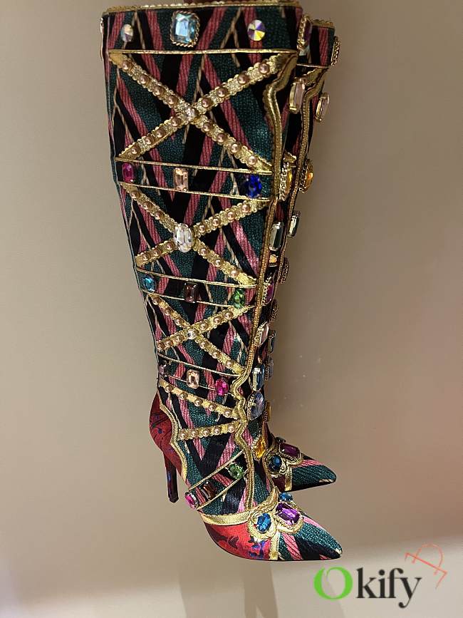 Okify Dolce & Gabbana Colorful Crystal Boots 15cm - 1