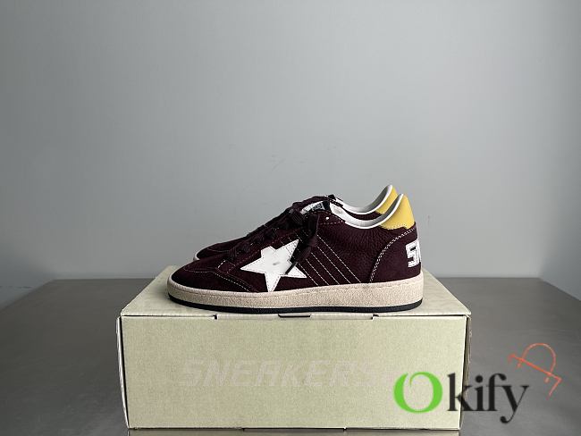 Okify Golden Goose Ball Star Red Burgundy Sneakers  - 1