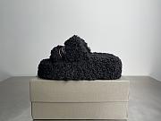 Okify Balenciaga Black Fur Slippers - 4